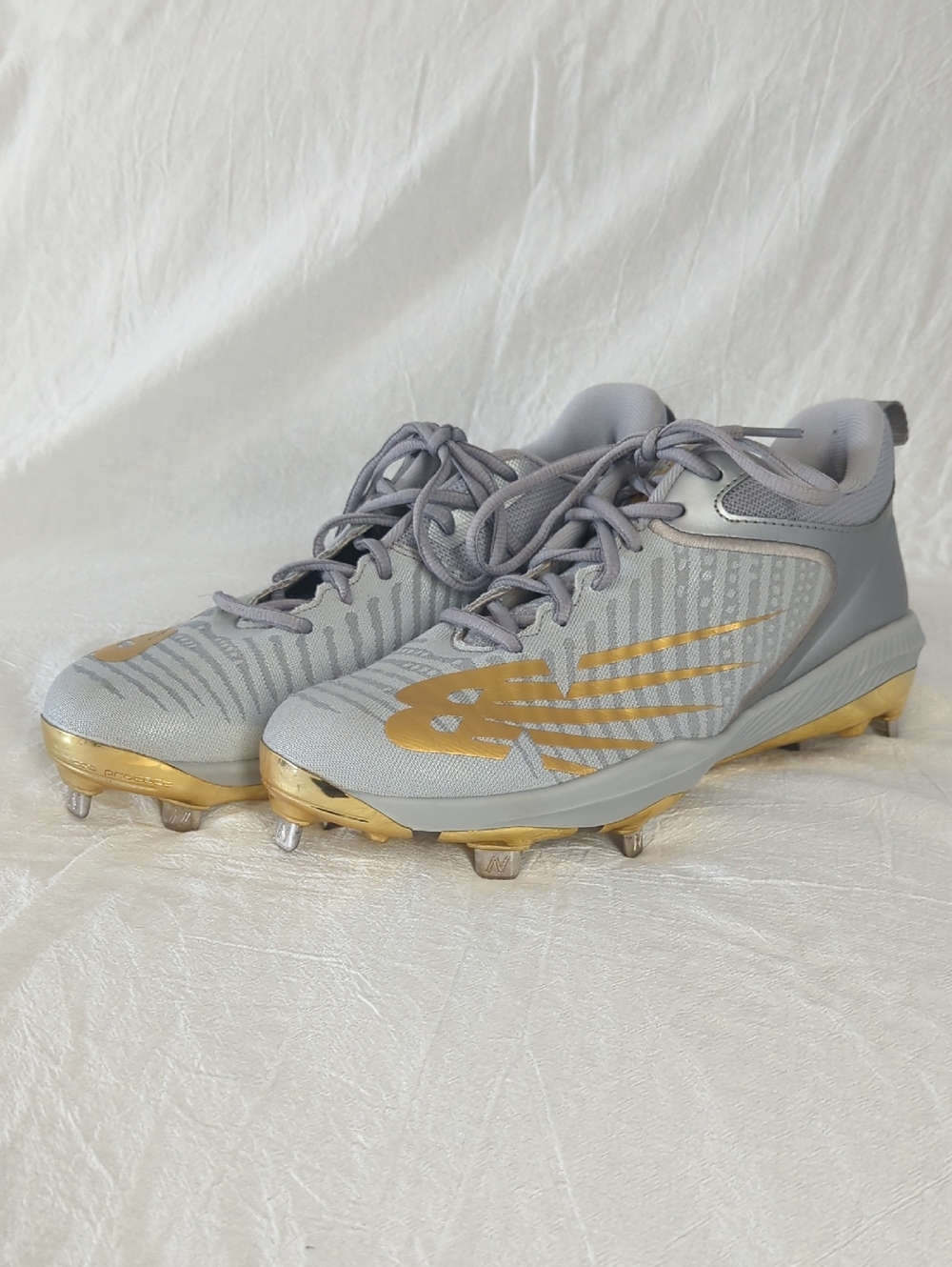 New Balance FuelCell 4040v6 Trophy Baseball Cleats Silver Gold Gray Metal Sz 8.5